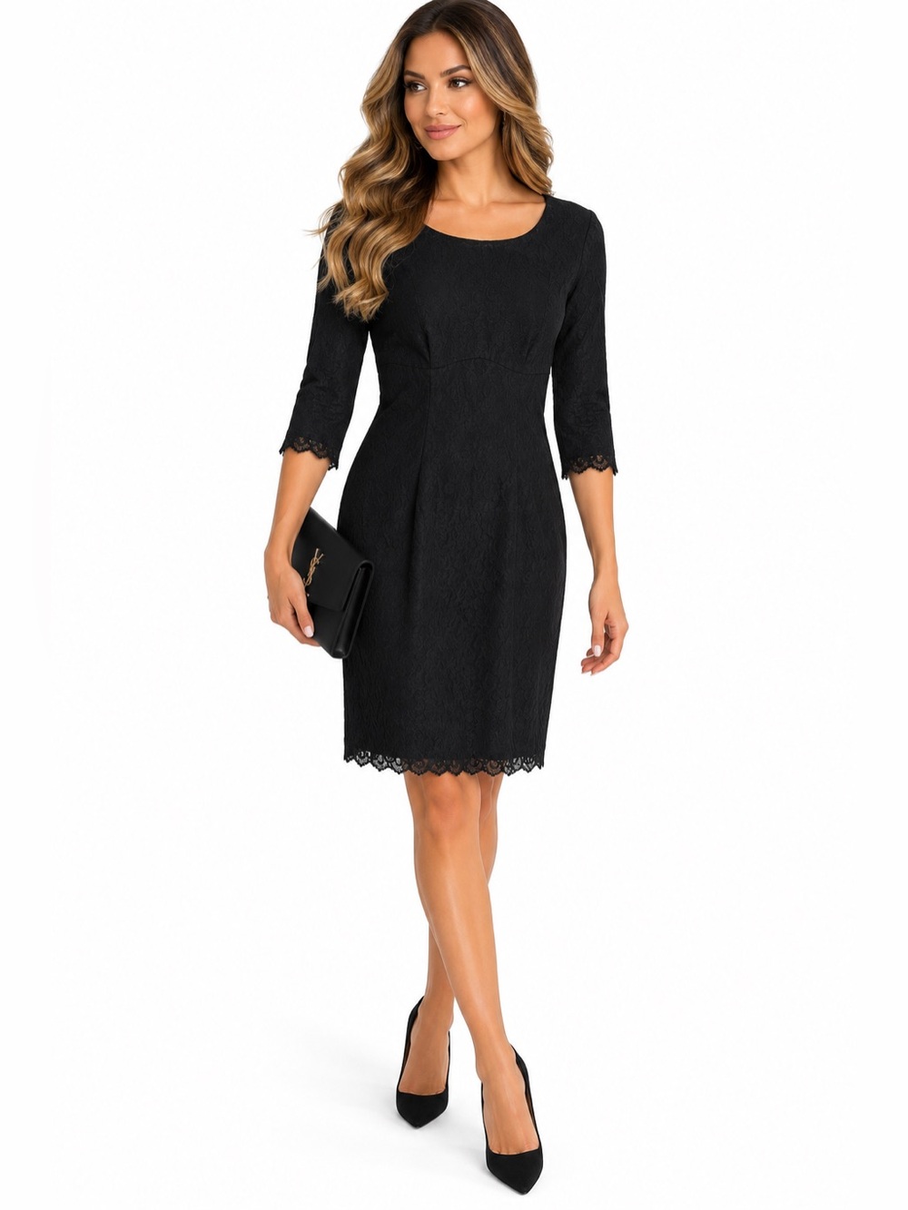 Black Halo Black Lace Sheath Dress Size 2 Open Back